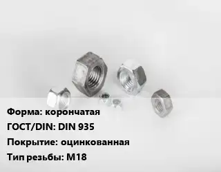 Гайка корончатая DIN 935 оцинкованная М18